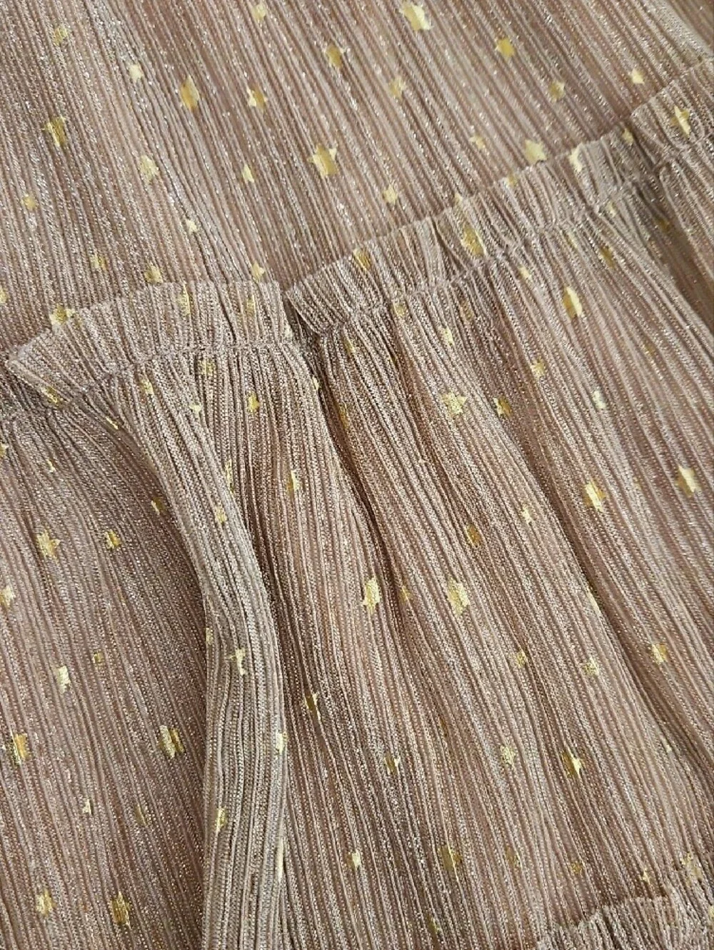 Zunie Pink Knit Top with Gold Star & Taupe Tiered Skirt Set